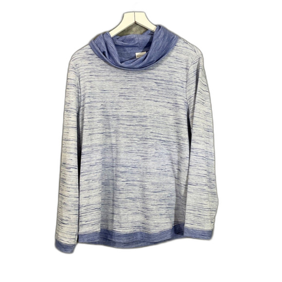 Weekends by CHICO’S Cowl Neck knit top women’s 2/ US L Blue space Dyed LS - Picture 1 of 10